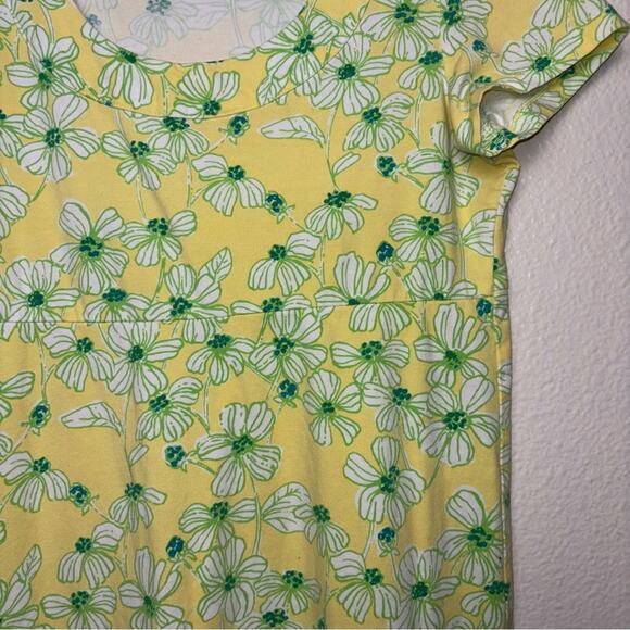 LILLY PULITZER Kelsea Dress Women's XS Yellow Green Dogwood Pattern Stretch Knit - Picture 4 of 16